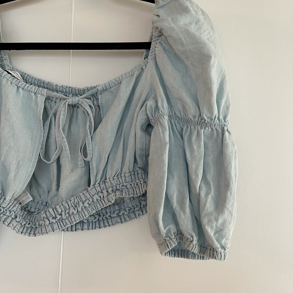 ZARA | LINEN BLEND CROP TOP W/ OPEN BACK - Picture 7 of 8